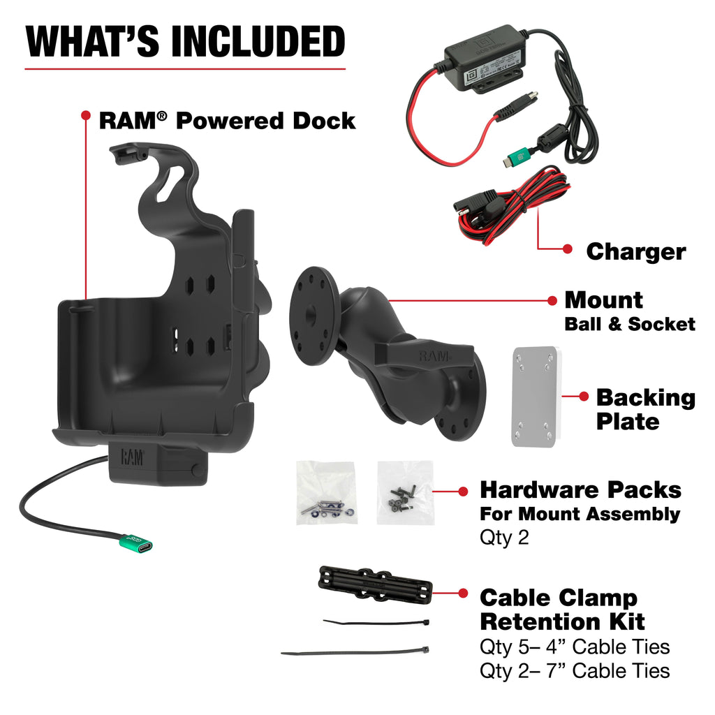 RAM-101-225B2-SAM52CP-V7CU:RAM-101-225B2-SAM52CP-V7CU_1:RAM® Powered Dock & Dashboard Mount for Samsung Tab Active5 Pro & ...