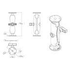 RAM-101-G2U:RAM-101-G2U_1:RAM® Double Ball Mount with Garmin Fishfinder #6-32 Hardware