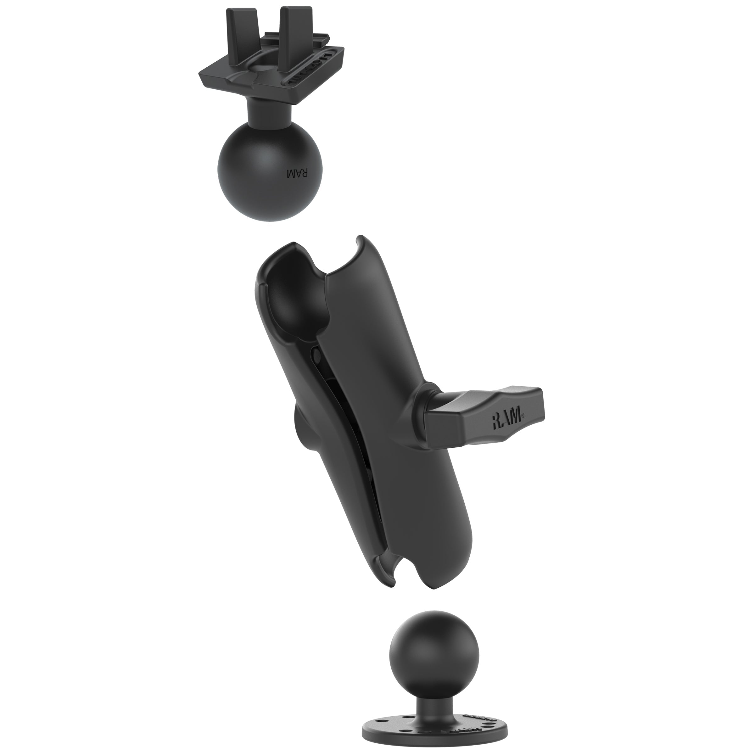 RAM-101-LO11:RAM-101-LO11_1:RAM® Double Ball Mount for Lowrance Elite-5 & Elite-7 Ti + More