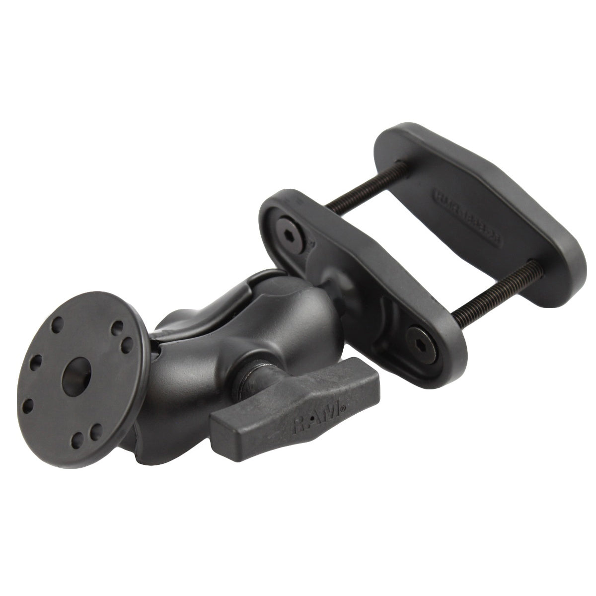 RAM-101U-B-247-25:RAM-101U-B-247-25_1:RAM® 2.5" Square Post Clamp Mount with Round AMPS Plate - Short Arm