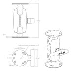 RAM-101U-B:RAM-101U-B_1:RAM® Universal Double Ball Mount with Two Round Plates - C Size Short
