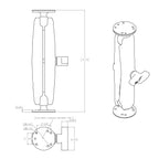 RAM-101U-D:RAM-101U-D_1:RAM® Double Ball Mount with Two Round Plates - C Size Long
