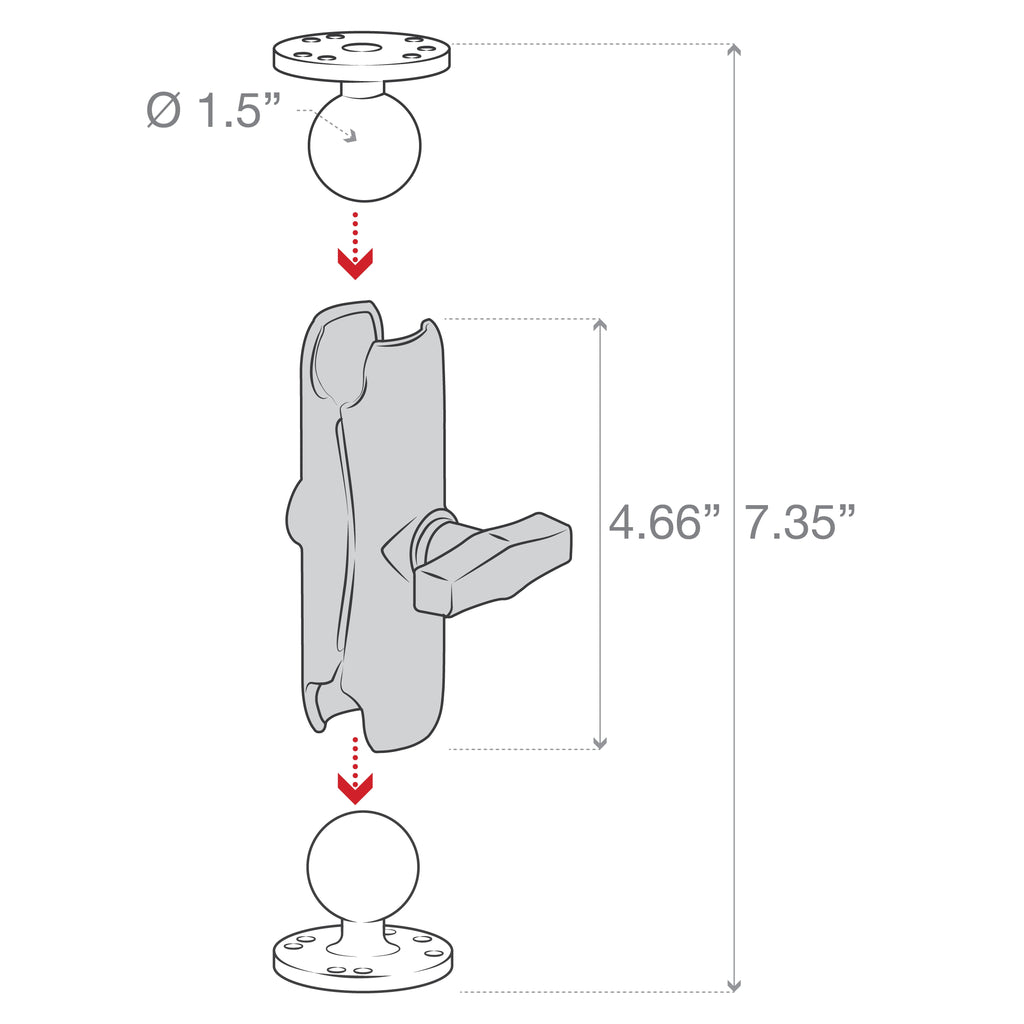 RAM-101U:RAM-101U_1:RAM® Double Ball Mount with Two Round Plates - C Size Medium