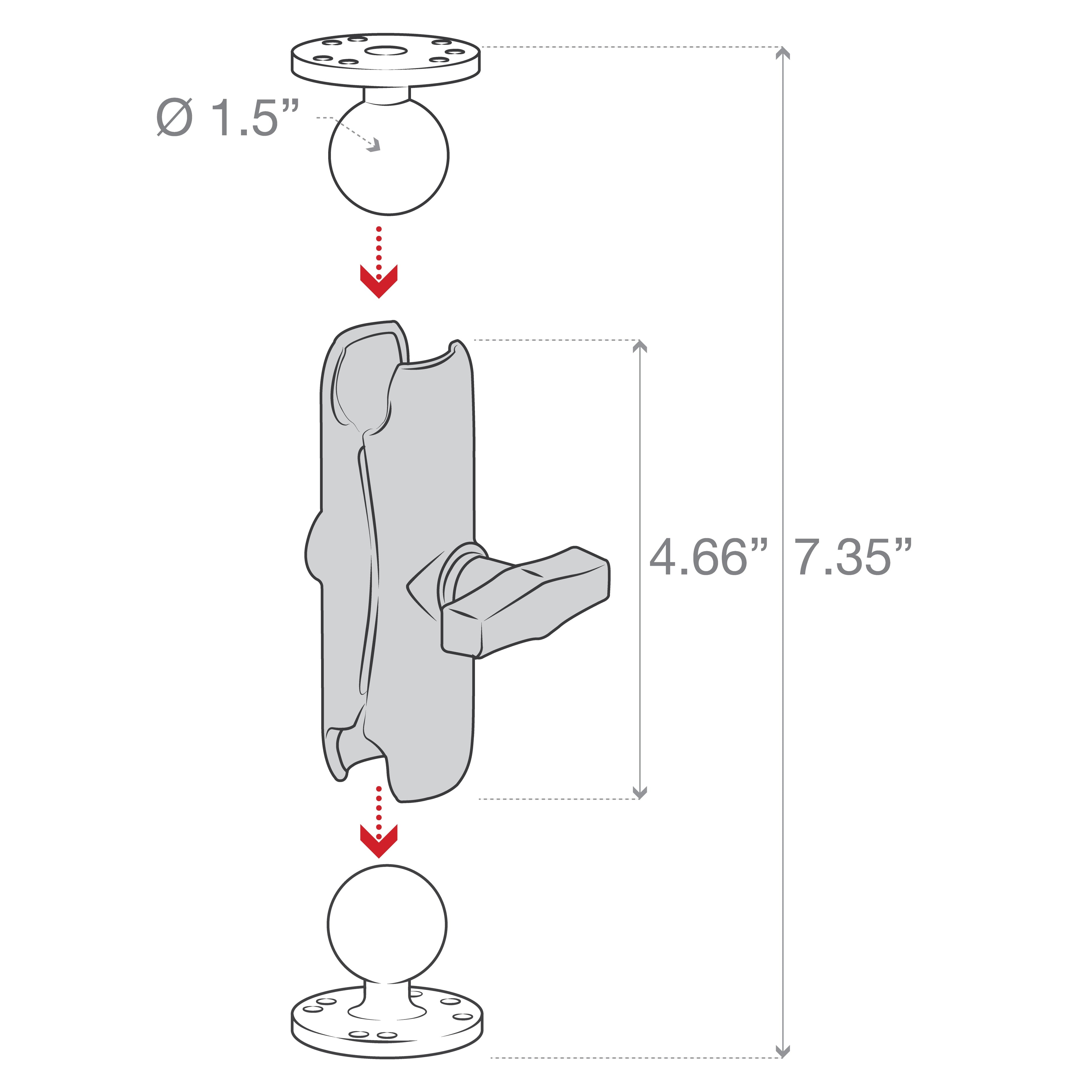 RAM-101U:RAM-101U_1:RAM® Double Ball Mount with Two Round Plates - C Size Medium