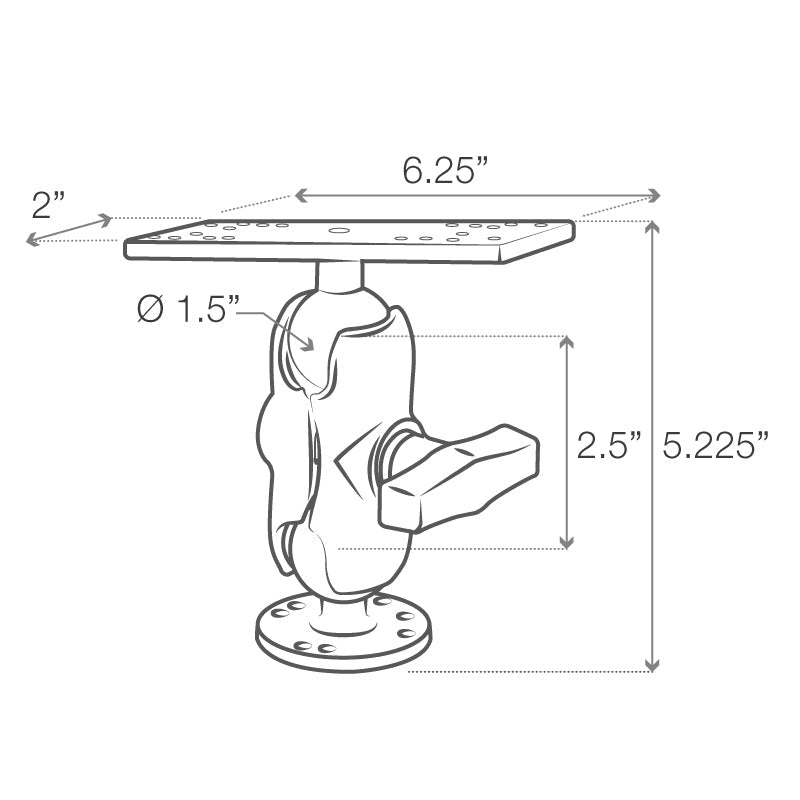 RAM-111U-B:RAM-111U-B_1:RAM® Universal Marine Electronic Mount - C Size Short