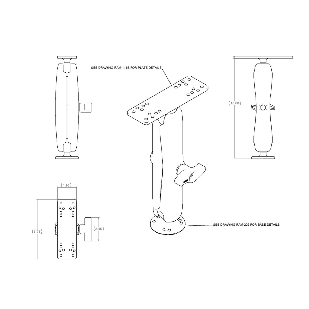 RAM-111U-D:RAM-111U-D_1:RAM® Universal Marine Electronic Mount - C Size Long