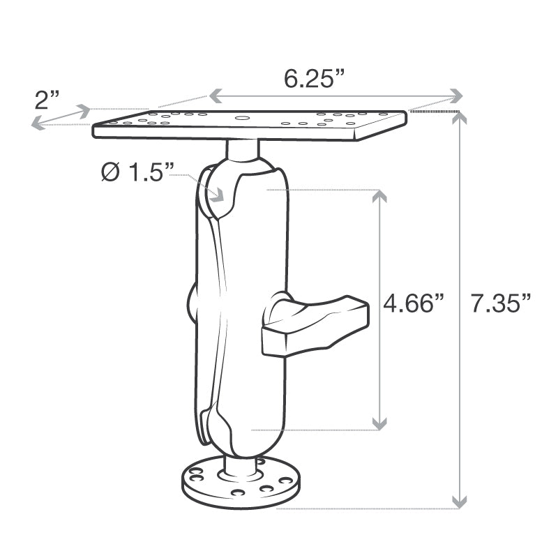 RAM-111U:RAM-111U_1:RAM® Drill-Down Marine Electronic Mount