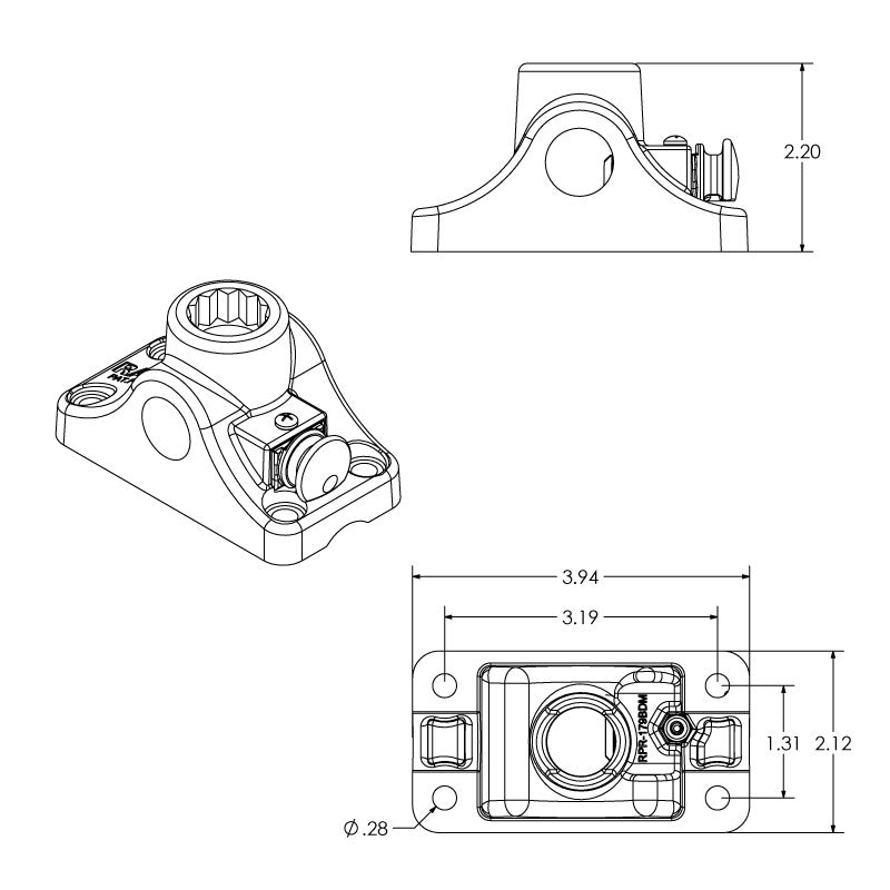 RAM-114BMPU:RAM-114BMPU_1:RAM ROD® Bulkhead/Flat Surface Base