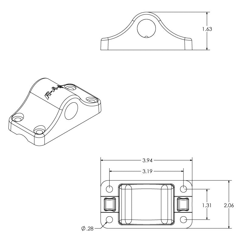 RAM-114BMU:RAM-114BMU_1:RAM ROD® Bulkhead Spline Post Base