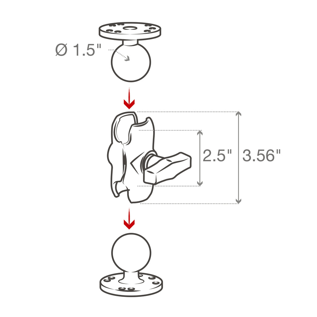 RAM-201U-B:RAM-201U-B_1:RAM® Double Socket Arm - C Size Short