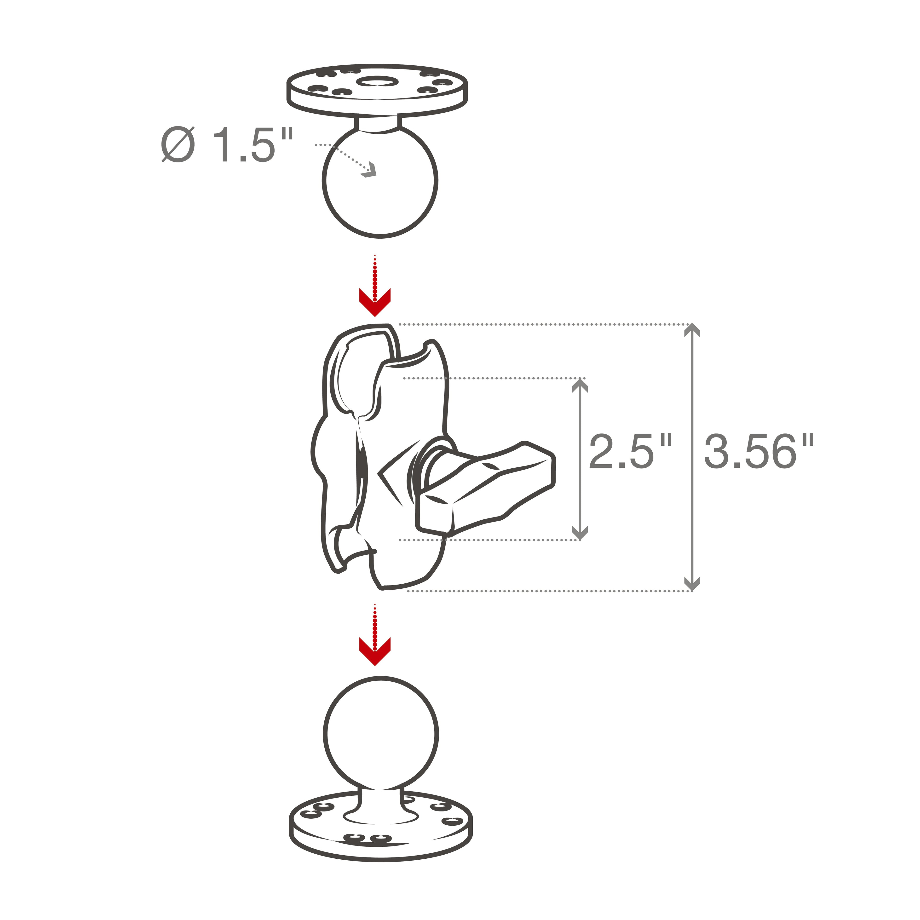 RAM-201U-B:RAM-201U-B_1:RAM® Double Socket Arm - C Size Short