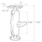 RAM-202-153-202U:RAM-202-153-202U_1:RAM® Drill-Down Double Ball Mount for Humminbird Helix 5 - Medium