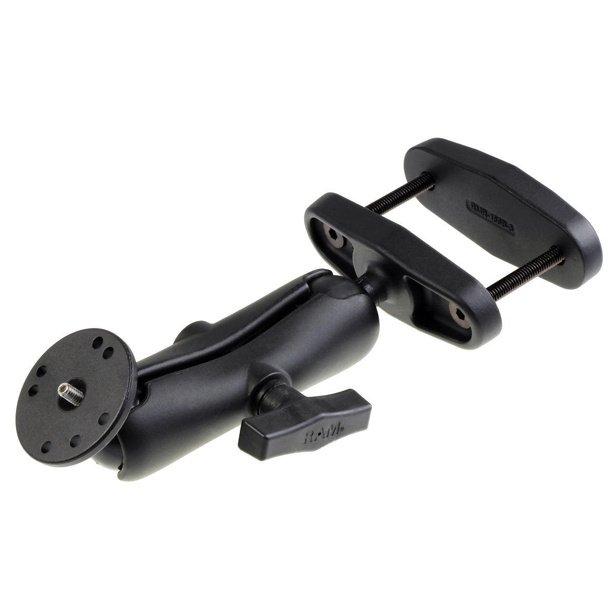 RAM-202A-247-3U:RAM-202A-247-3U_1:RAM® Double Ball Mount with 3" Square Post Clamp Base and 1/4"-20 Stud