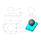 RAM-202U-23:RAM-202U-23_1:RAM® Ball Base with 1.5" x 2.5" 4-Hole Pattern - C Size