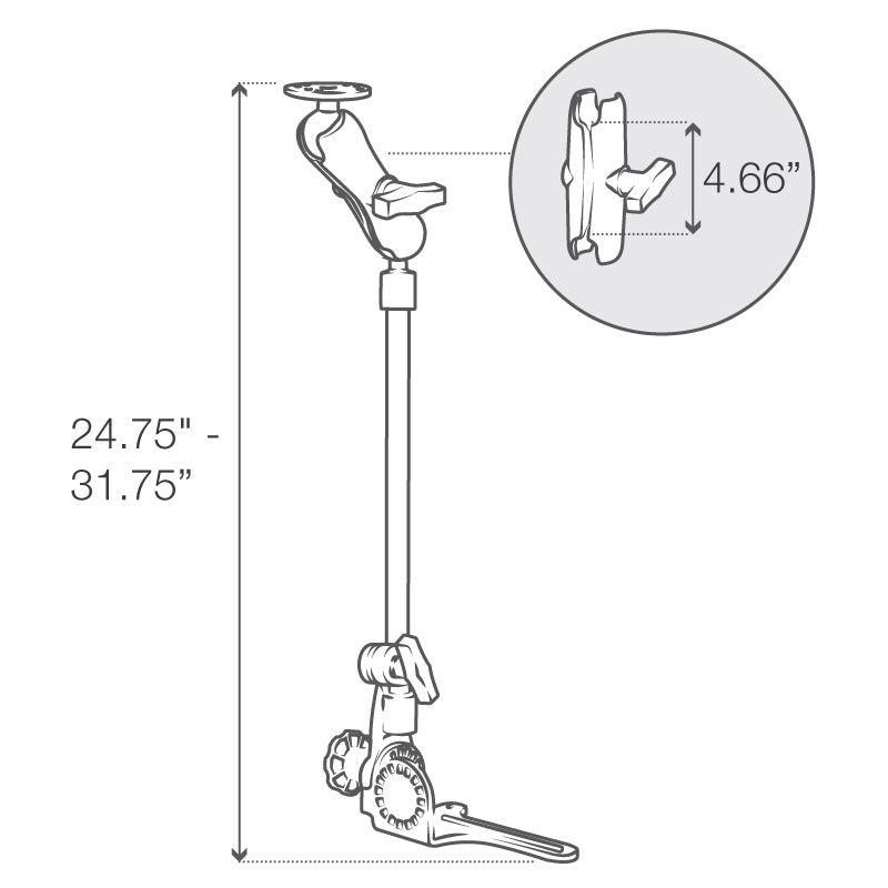 RAM-316-HD-18-202U:RAM-316-HD-18-202U_1:RAM® Pod HD™ 30" Vehicle Mount with Round Plate