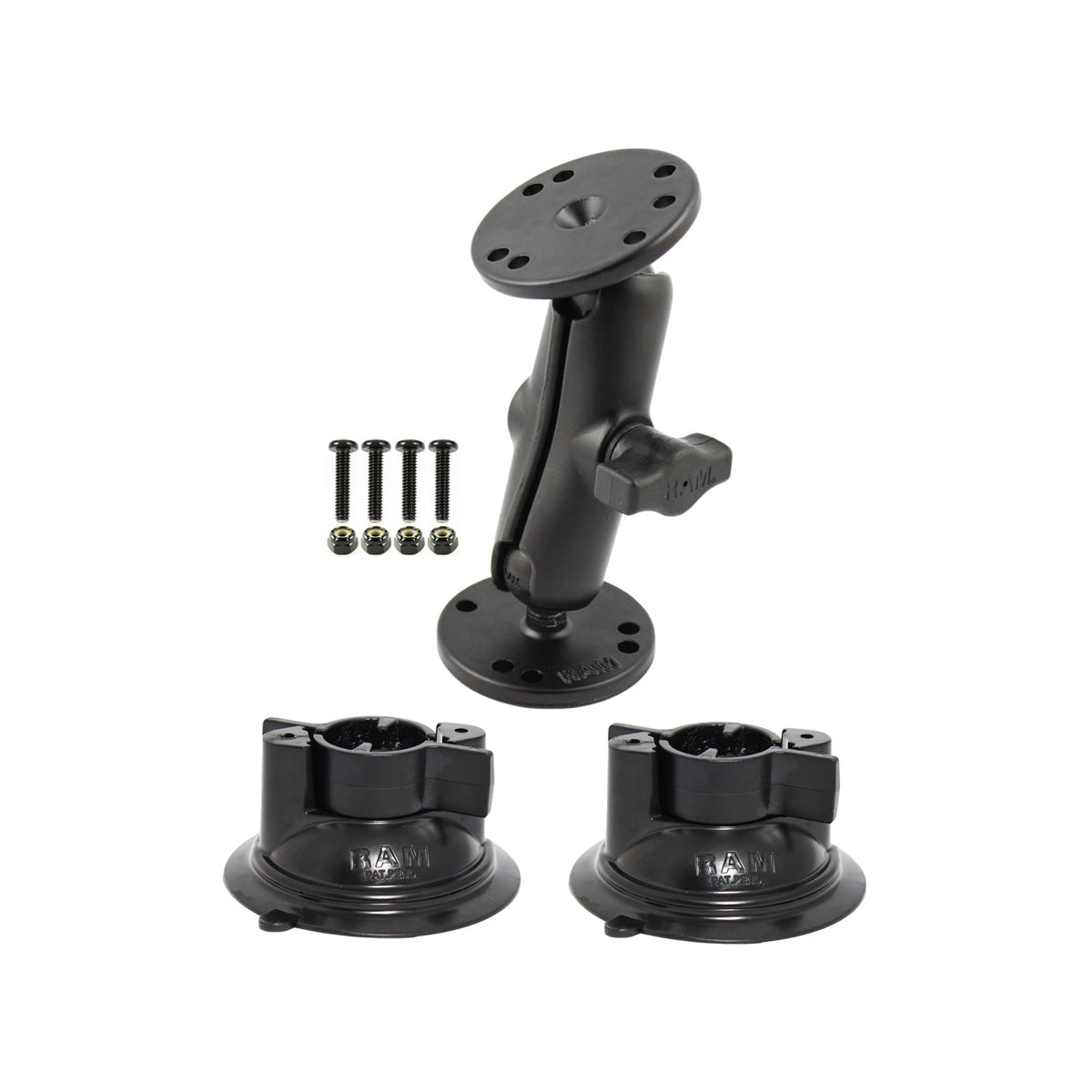 RAM-333-102-KRA1:RAM-333-102-KRA1_1:RAM® Double Ball Mount with Two RAM® Twist-Lock™ Suction Cup Bases