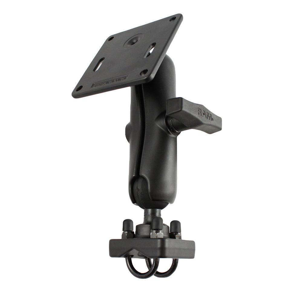 RAM-334-1U:RAM-334-1U_1:RAM® Double U-Bolt Mount with 75x75mm VESA Plate for .75" - 1" Rails