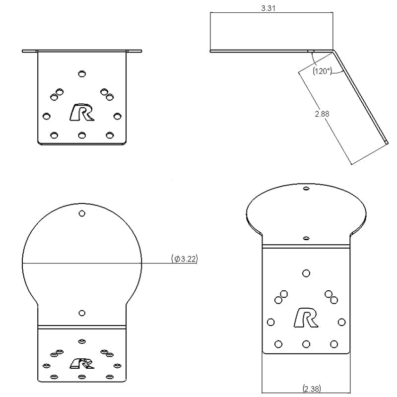 RAM-344U:RAM-344U_1:RAM® Angled Round Adapter Plate for XM & GPS Antennas