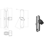 RAM-A-201U-B:RAM-A-201U-B_1:RAM® Double Socket Arm - A Size Long