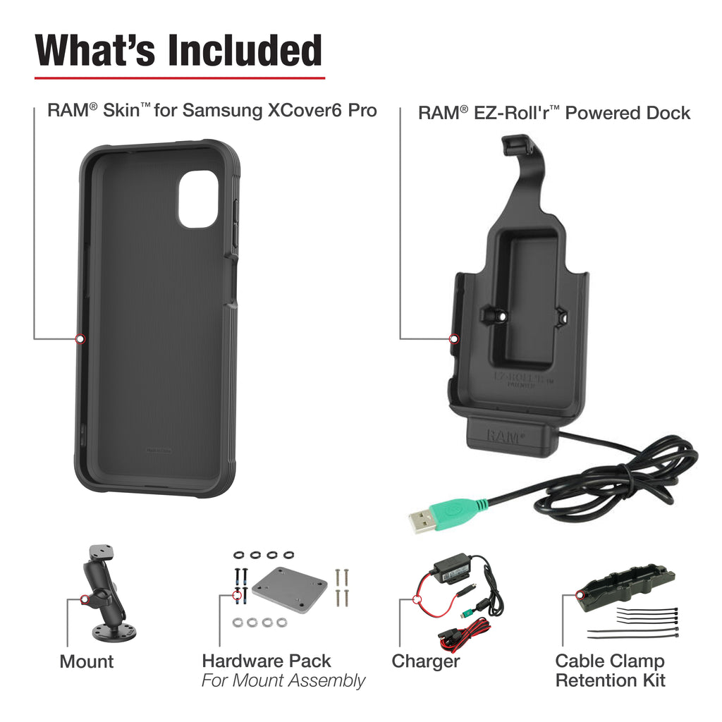 RAM-B-101-225B2-SAM84-V7B1U:RAM-B-101-225B2-SAM84-V7B1U_1:RAM® EZ-Roll'r™ Dock & Dashboard Mount for Samsung XCover7 Pro &...