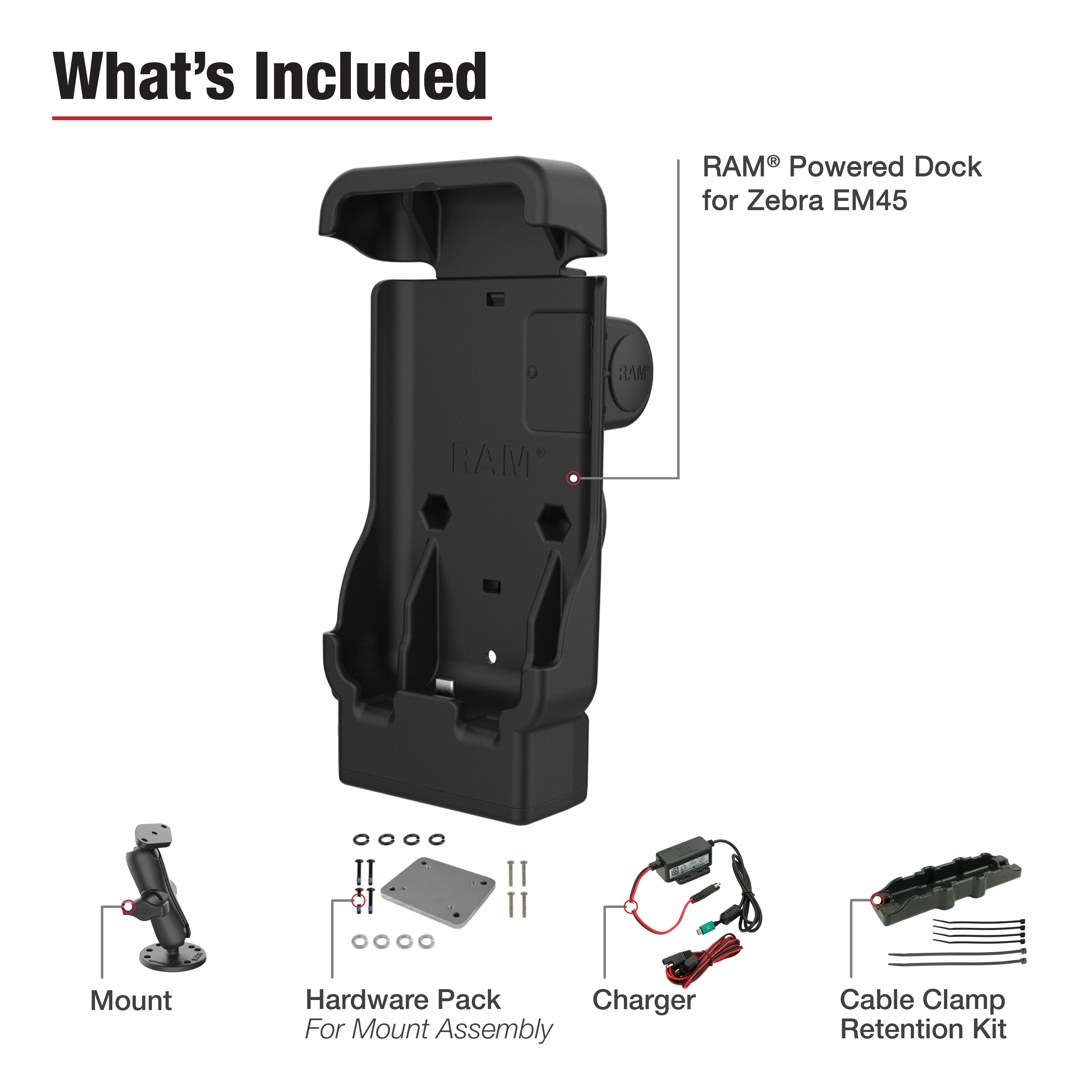 RAM-B-101-225B2-ZE38-V3C-2U:RAM-B-101-225B2-ZE38-V3C-2U_1:RAM® Powered Dock & Dashboard Mounting Kit for Zebra EM45