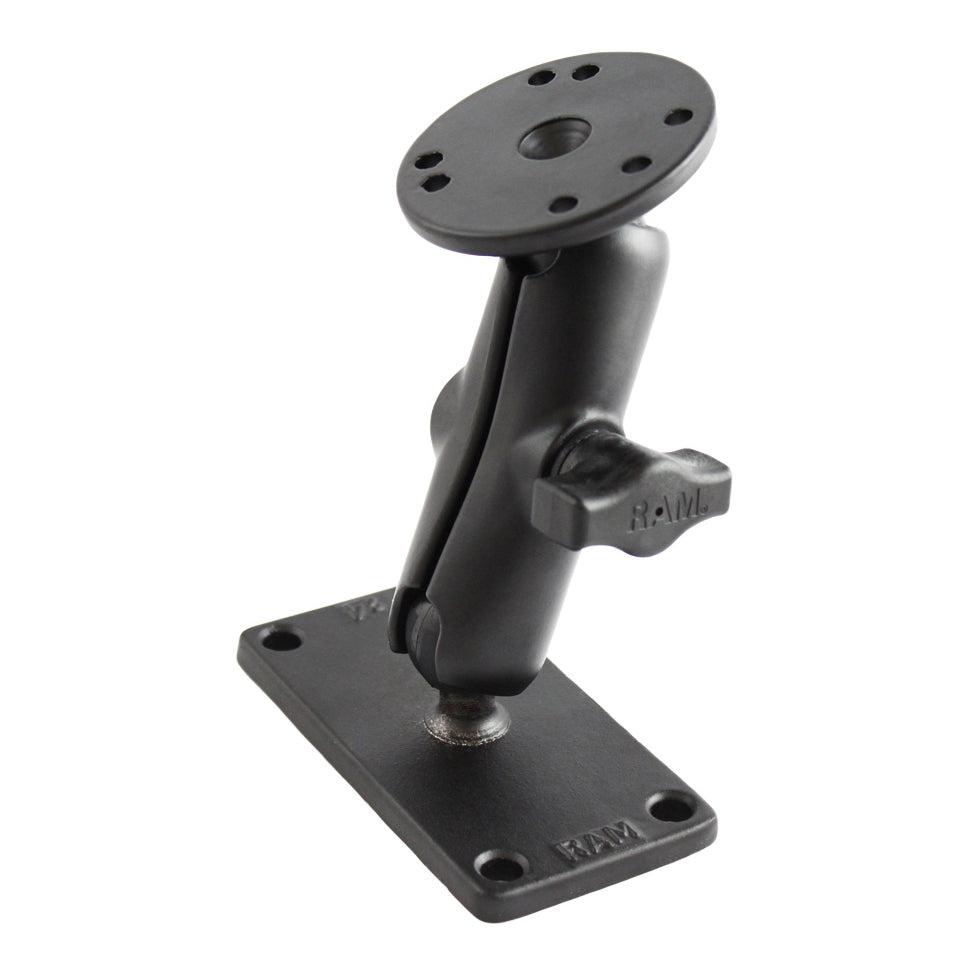 RAM-B-101-24U:RAM-B-101-24U_1:RAM® Double Ball Mount with Round Plate and 2" x 4" Plate - Medium