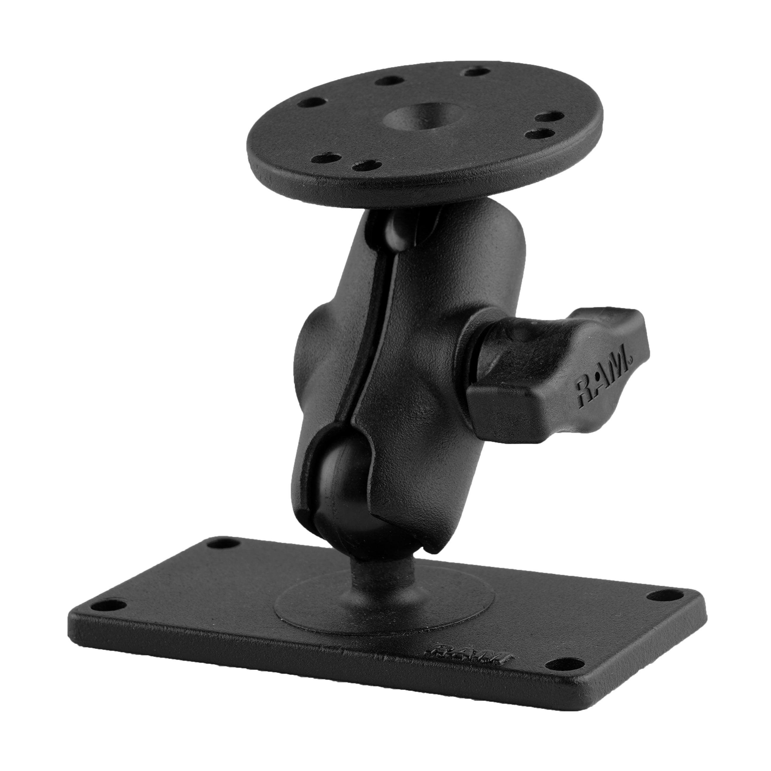 RAM-B-101-A-24U:RAM-B-101-A-24U_1:RAM® Double Ball Mount with Round Plate and 2" x 4" Plate - Short