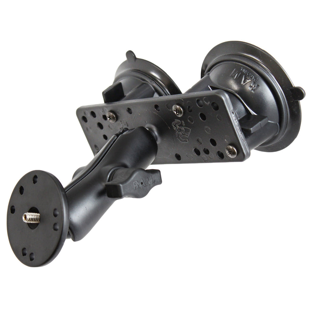 RAM-B-101U-BR1:RAM-B-101U-BR1_1:RAM® Twist-Lock™ Dual Suction Mount with 1/4"-20 Male Threaded Adapter