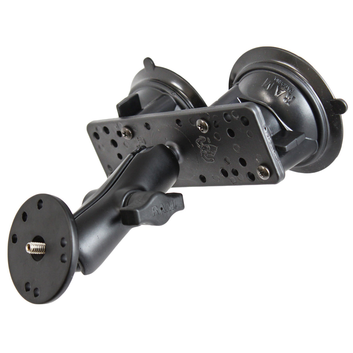 RAM-B-101U-BR1:RAM-B-101U-BR1_1:RAM® Twist-Lock™ Dual Suction Mount with 1/4"-20 Male Threaded Adapter