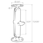 RAM-B-101U-C:RAM-B-101U-C_1:RAM® Universal Double Ball Mount with Two Round Plates - B Size Long