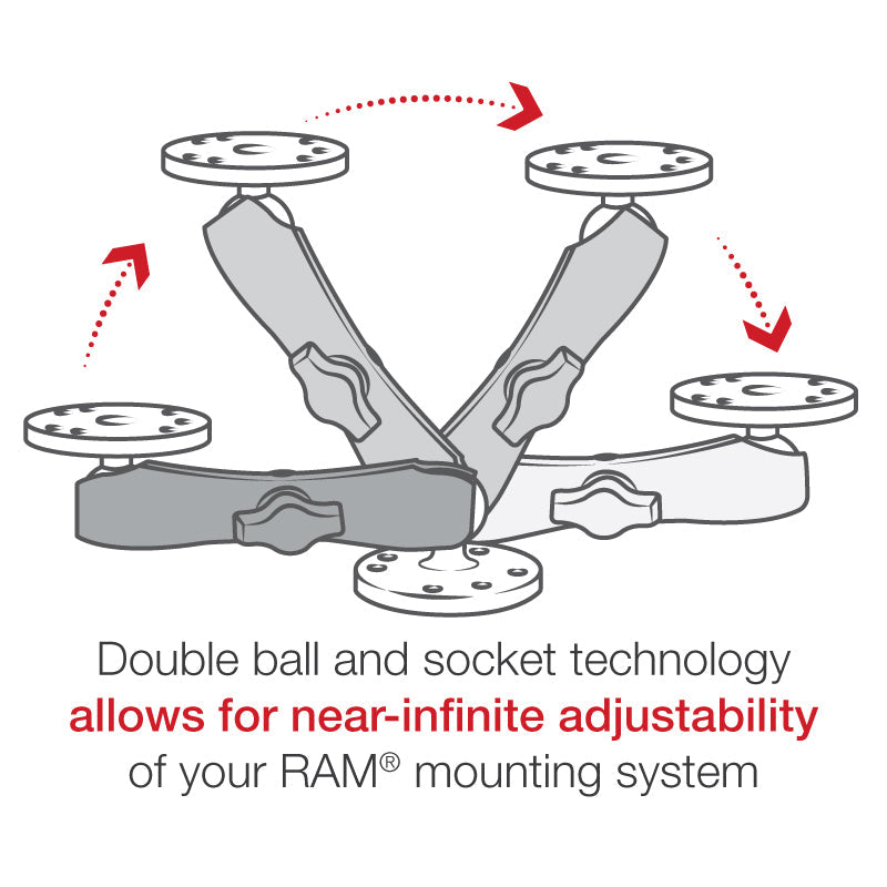 RAM-B-101U-C:RAM-B-101U-C_1:RAM® Universal Double Ball Mount with Two Round Plates - B Size Long