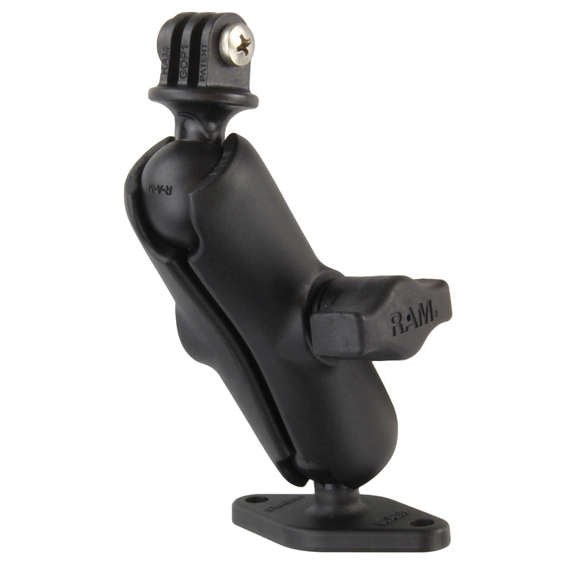 RAM-B-102-GOP1U:RAM-B-102-GOP1U_1:RAM® Double Ball Diamond Plate Mount with Action Camera Adapter