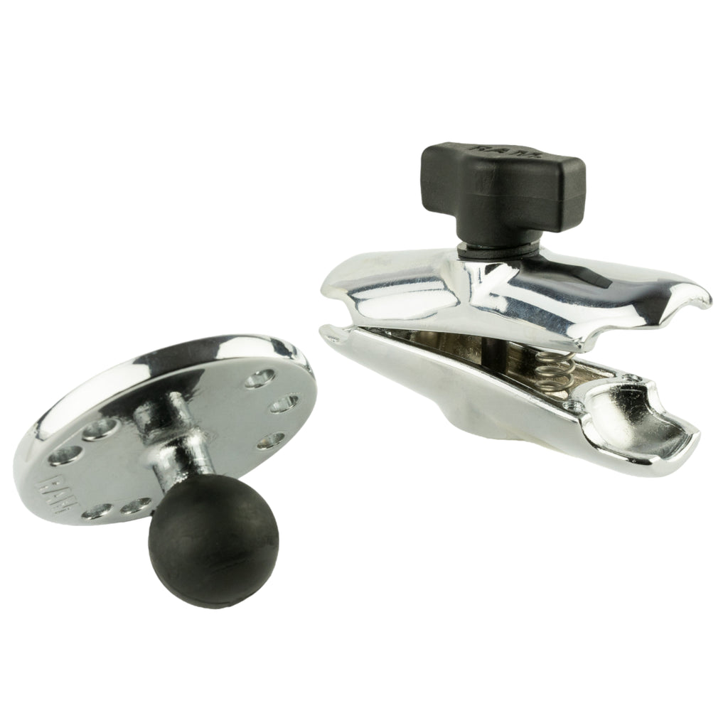 RAM-B-103CHU:RAM-B-103CHU_1:RAM® Chrome Double Socket Arm with Round Plate - Medium Arm