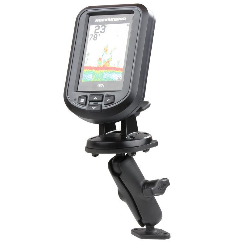 RAM-B-107-1U-238:RAM-B-107-1U-238_1:RAM® Double Ball Diamond Plate Mount for Humminbird Piranha + More
