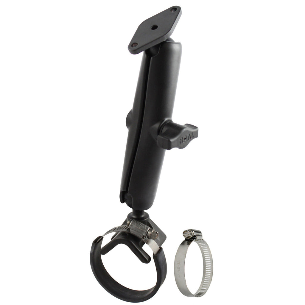RAM-B-108-C-238:RAM-B-108-C-238_1:RAM® Double Ball Strap Hose Clamp Mount with Diamond Plate - Long