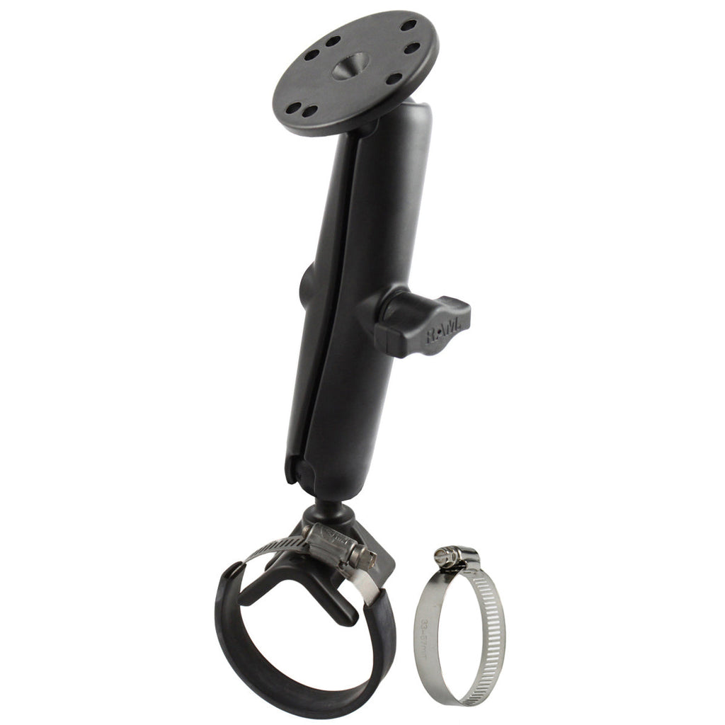 RAM-B-108-C:RAM-B-108-C_1:RAM® Double Ball Strap Hose Clamp Mount with Round Plate - Long