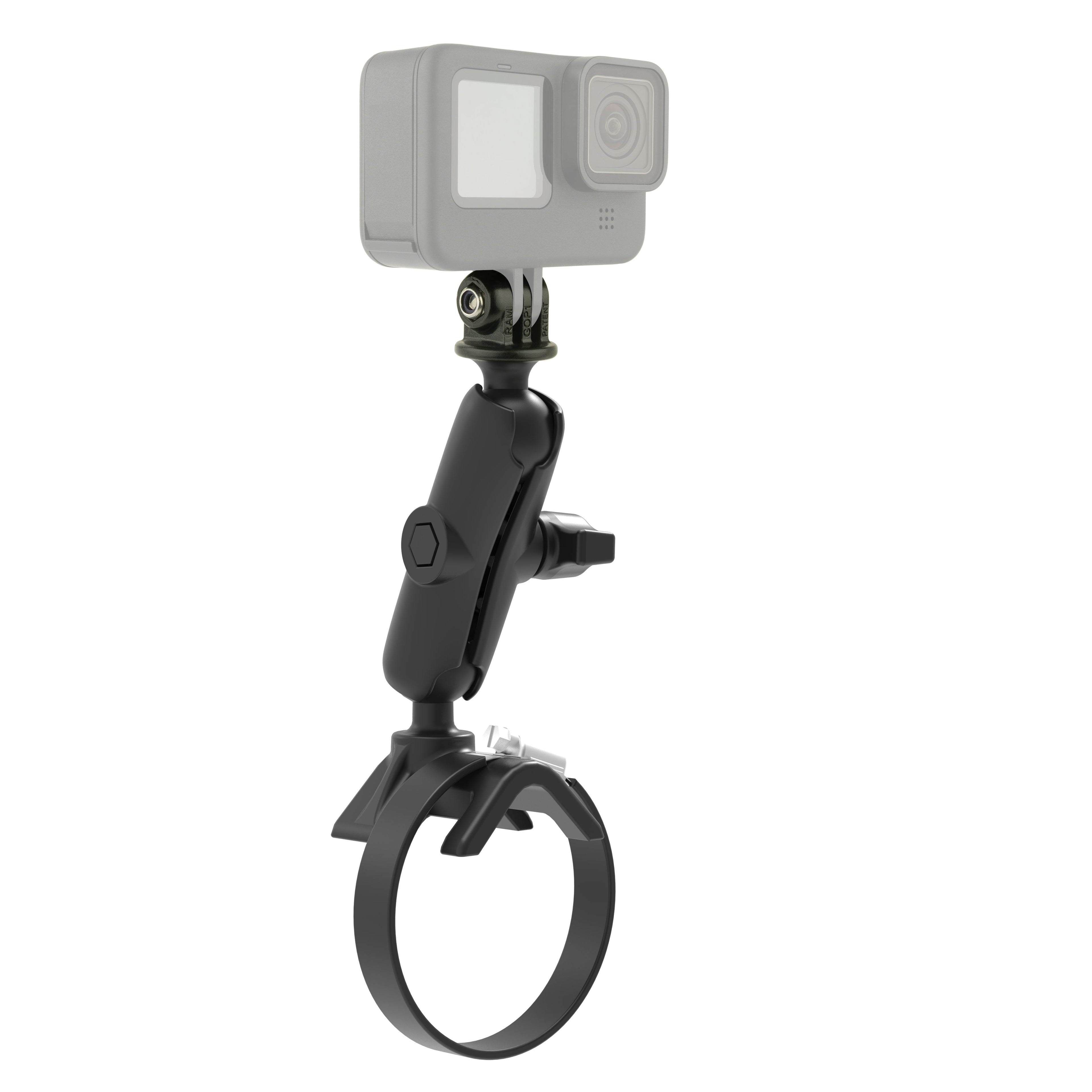 RAM-B-108-GOP1U:RAM-B-108-GOP1U_1:RAM® Strap Clamp Mount with Universal Action Camera Adapter
