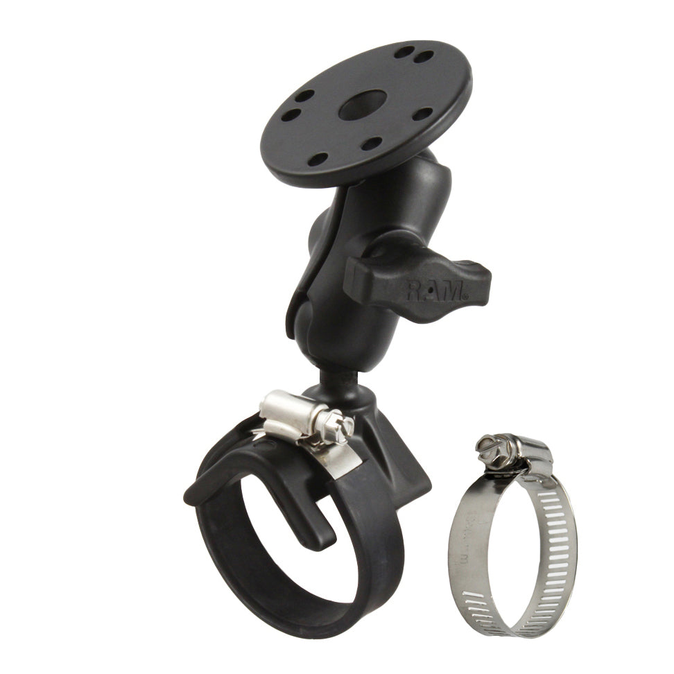 RAM-B-108U-A:RAM-B-108U-A_1:RAM® Double Ball Strap Hose Clamp Mount with Round Plate - Short