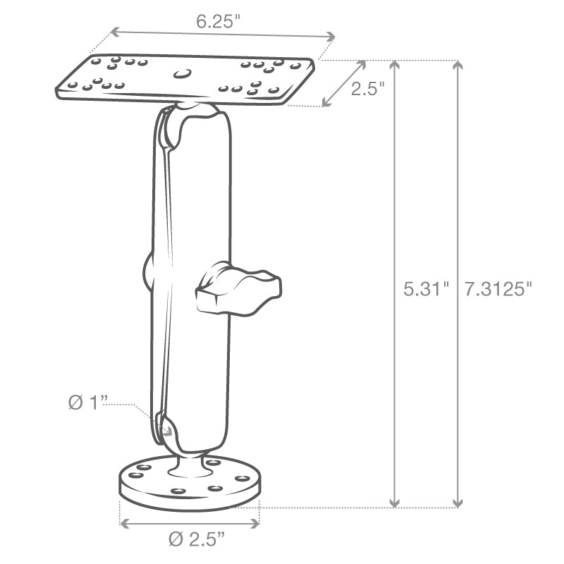 RAM-B-111U-C:RAM-B-111U-C_1:RAM® Universal Marine Electronic Mount - B Size Long