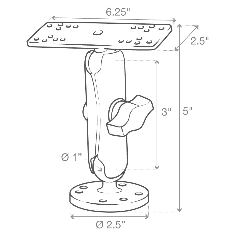 RAM-B-111U:RAM-B-111U_1:RAM® Universal Marine Electronic Mount - B Size Medium