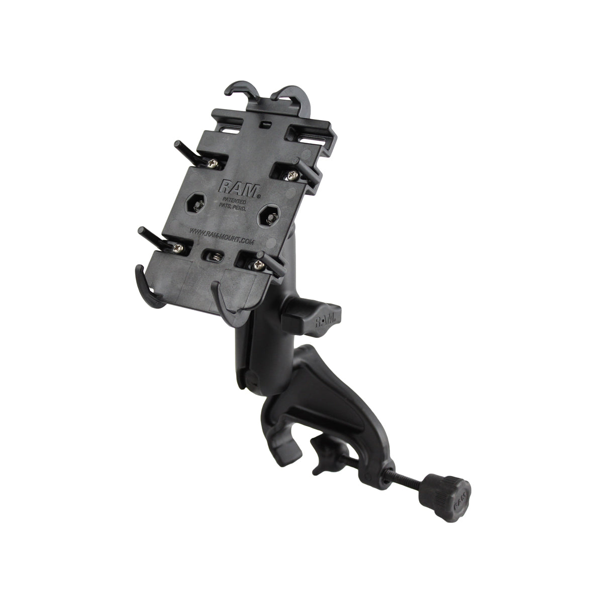 RAM-B-121-PD3:RAM-B-121-PD3_1:RAM® Quick-Grip™ Phone Mount with Yoke Clamp Base