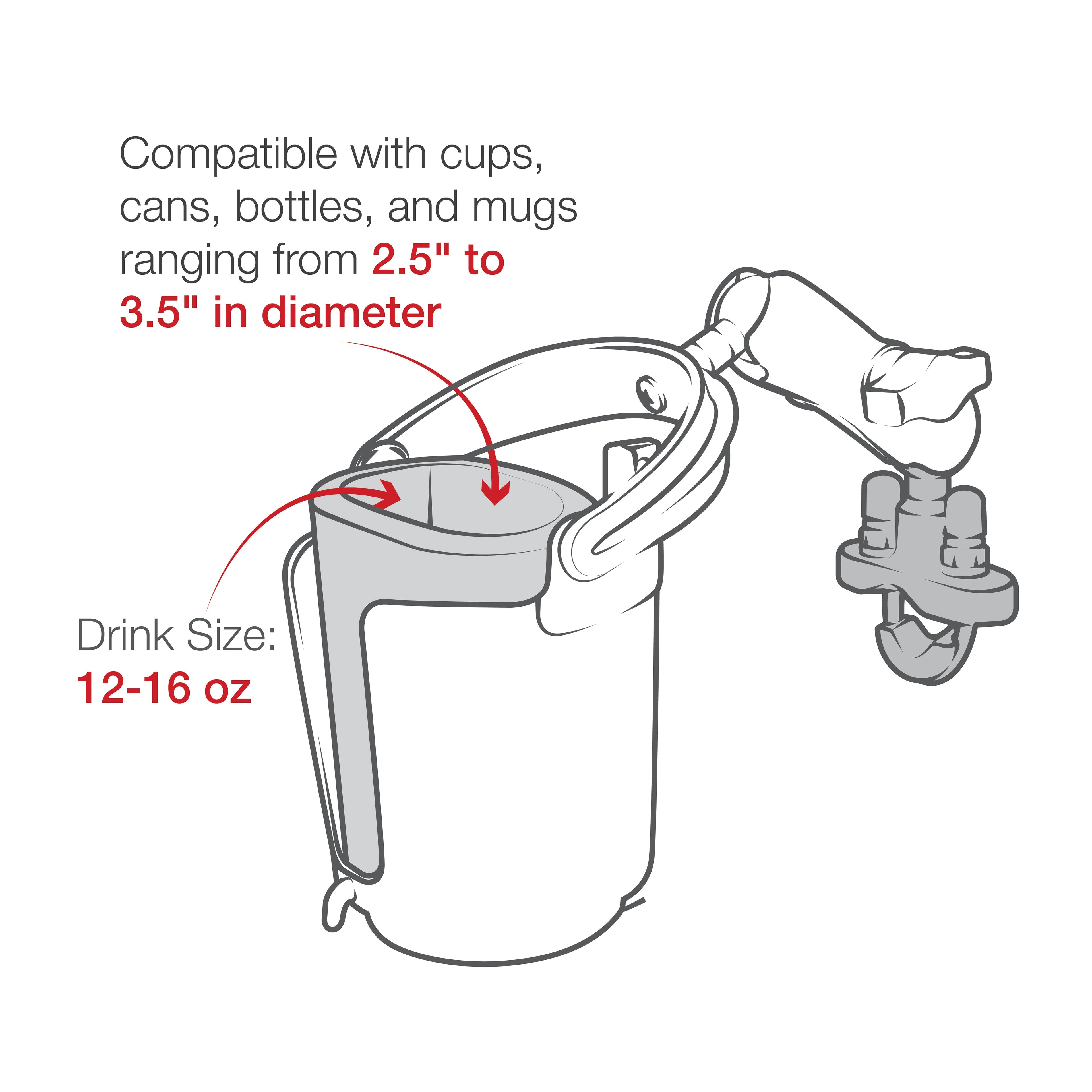 RAM-B-132RU:RAM-B-132RU_1:RAM® Level Cup 16oz Drink Holder with U-Bolt Base - .5" - 1.25" Rails