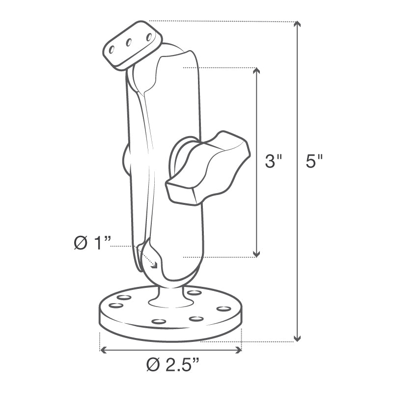RAM-B-138U:RAM-B-138U_1:RAM® Double Ball Drill-Down Mount with Diamond Plate - Medium