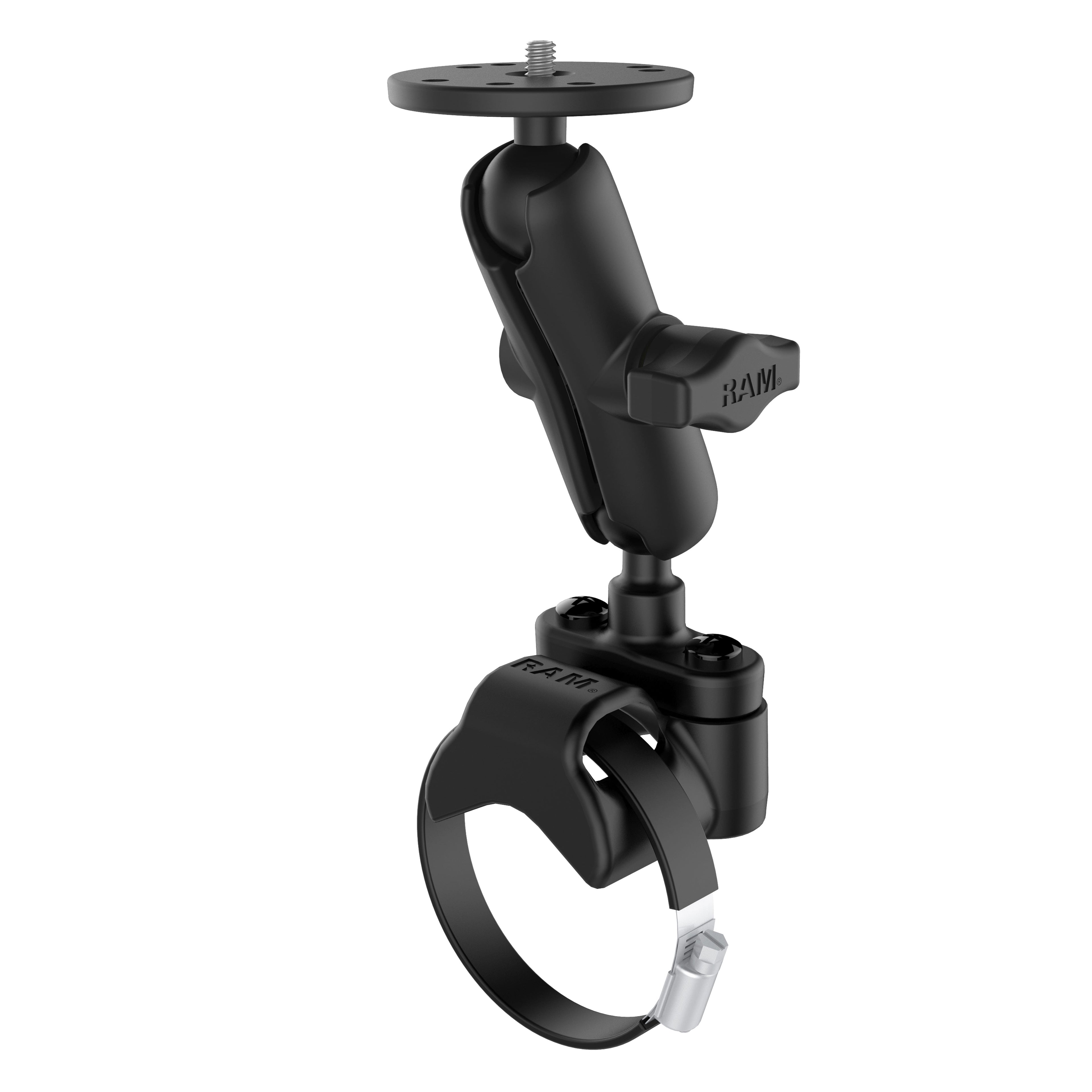 RAM-B-149Z-2-202AU:RAM-B-149Z-2-202AU_1:RAM® ATV/UTV Double Ball Rail Mount with Round Plate & 1/4"-20 Stud
