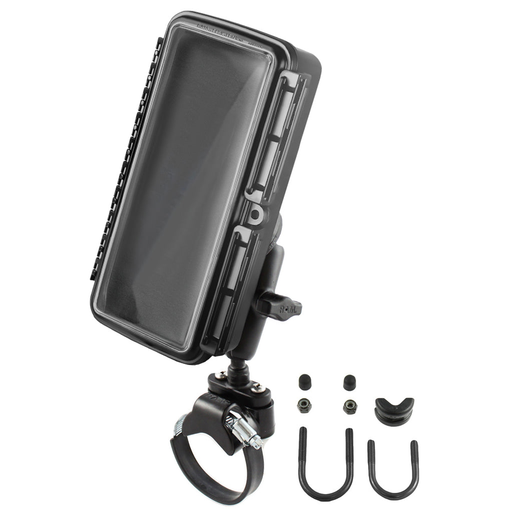 RAM-B-149Z-2-AQ1:RAM-B-149Z-2-AQ1_1:RAM® Aqua Box® ATV/UTV Rail Mount for Large Devices
