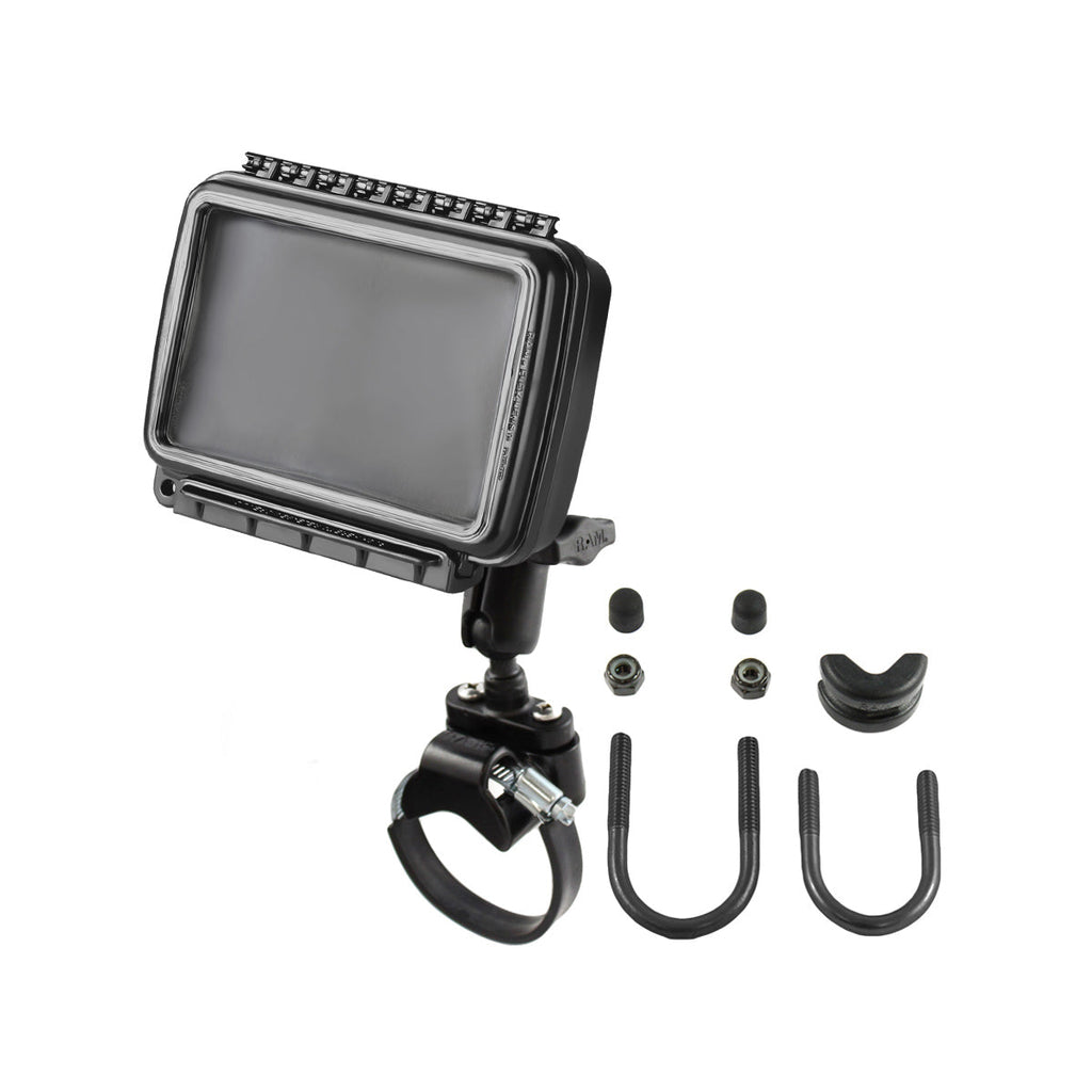 RAM-B-149Z-2-AQ6:RAM-B-149Z-2-AQ6_1:RAM® Aqua Box® ATV/UTV Rail Mount for Medium-Wide Devices