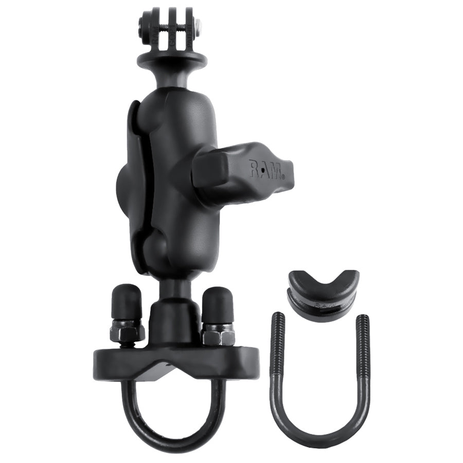 RAM-B-149Z-A-GOP1U:RAM-B-149Z-A-GOP1U_1:RAM® U-Bolt Double Ball Mount with Action Camera Adapter - Short