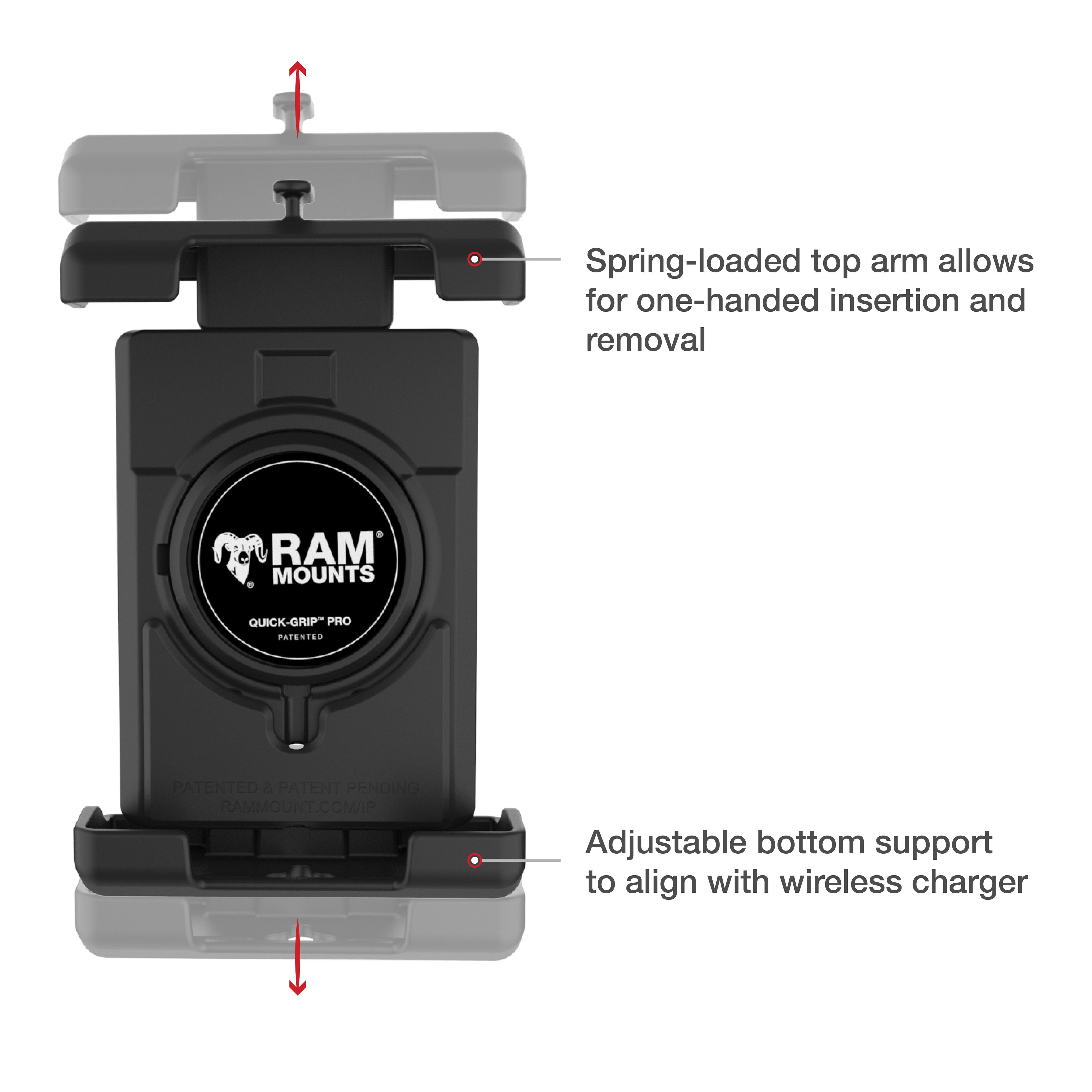 RAM-B-149Z-A-PD7U:RAM-B-149Z-A-PD7U_1:RAM® Quick-Grip™ Pro XL Phone Mount with Handlebar U-Bolt Base - Short