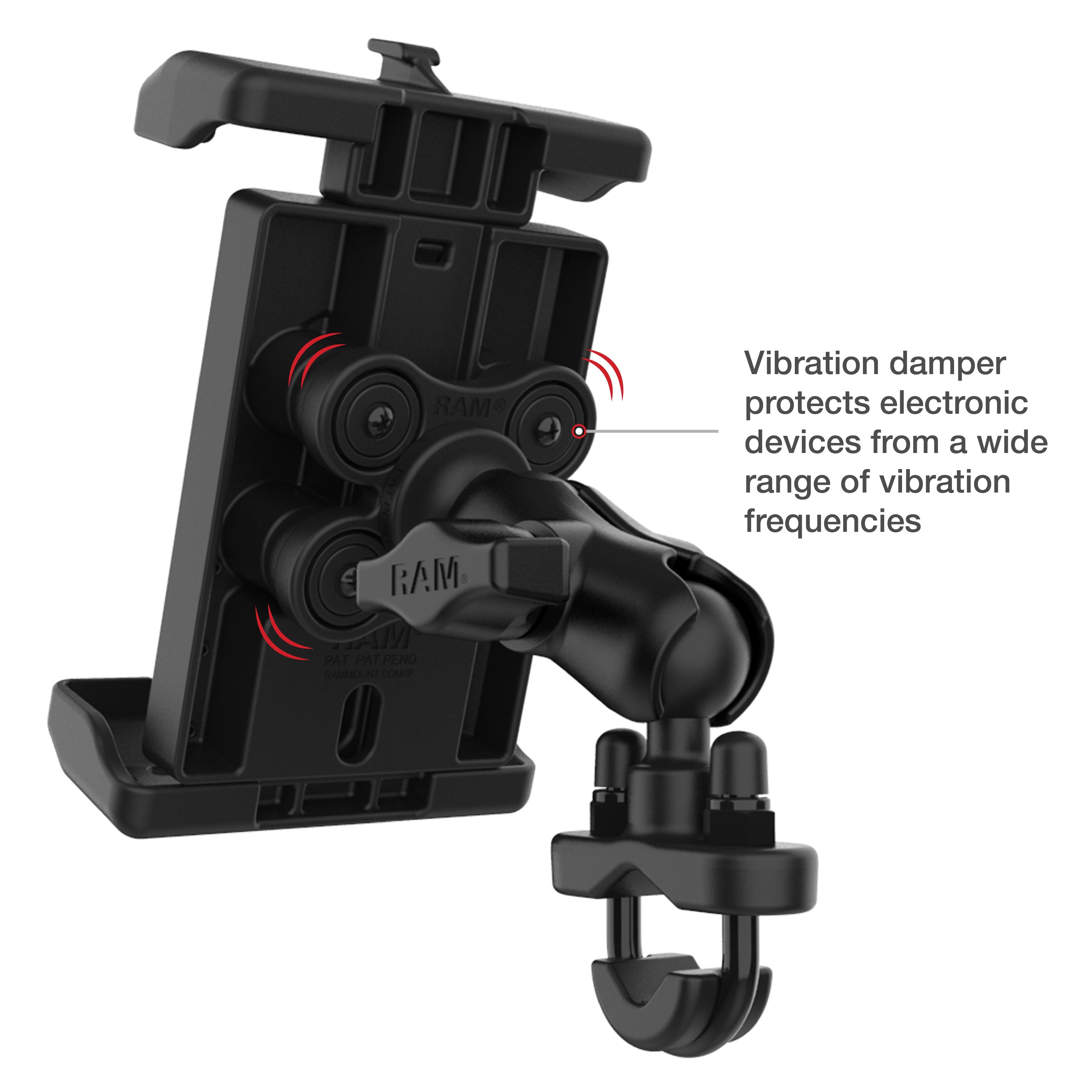 RAM-B-149Z-A-PD7VU:RAM-B-149Z-A-PD7VU_1:RAM® Quick-Grip™ Pro XL Vibration Damping Phone Mount with U-Bolt Base