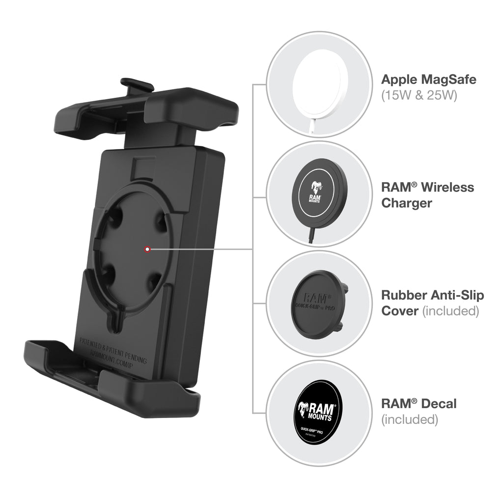 RAM-B-149Z-A-PD7VU:RAM-B-149Z-A-PD7VU_1:RAM® Quick-Grip™ Pro XL Vibration Damping Phone Mount with U-Bolt Base